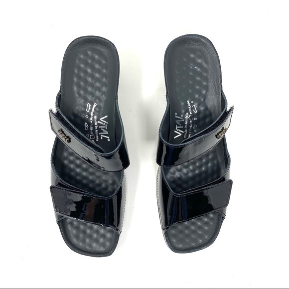 Vital Joy Mules Sandals Lack Schwarz - Picture 3 of 15